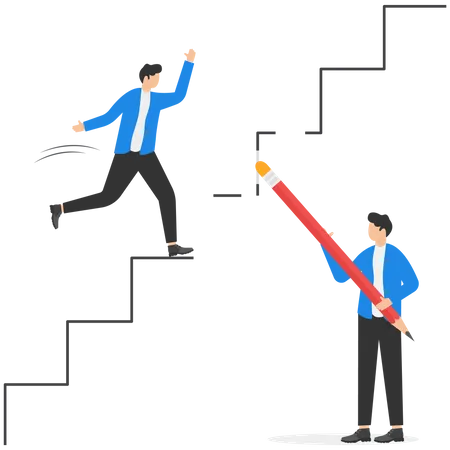 Boss Erasing Career Ladder Unemployment And Obstacles Concept Vector Illustration Illustration