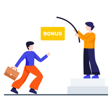 Boss giving bonus to his employee  イラスト