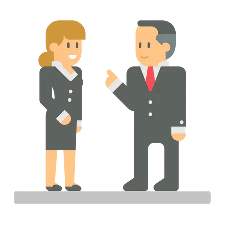 Boss Giving business advice to his woman employee Illustration