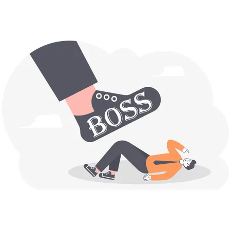 Boss kick businessman  Illustration