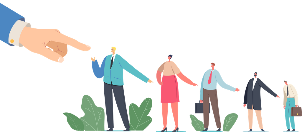 Boss Pointing with Finger on Business People  Illustration