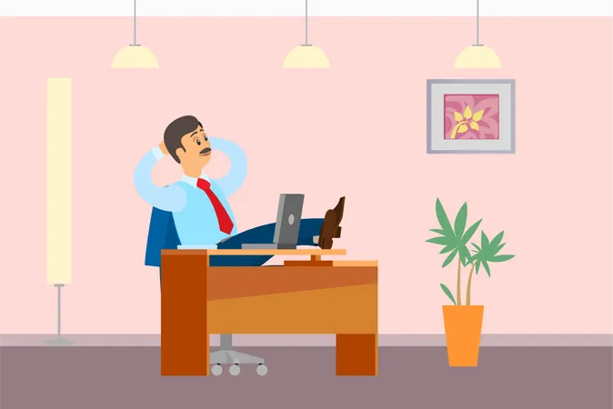 Boss relaxing in Office  Illustration