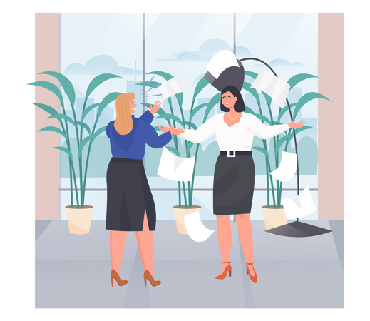 Boss Shouting On Employee And Throwing Paper  Illustration