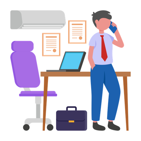 Boss talking on phone  Illustration