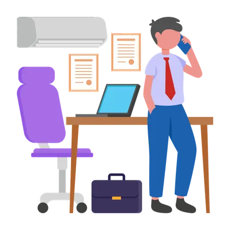 Boss talking on phone  Illustration