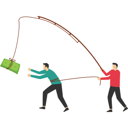 Boss uses money to lure hard workers  イラスト