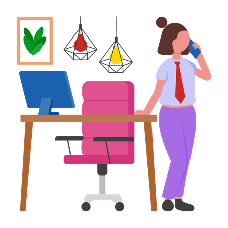 Boss Woman talking on phone  Illustration
