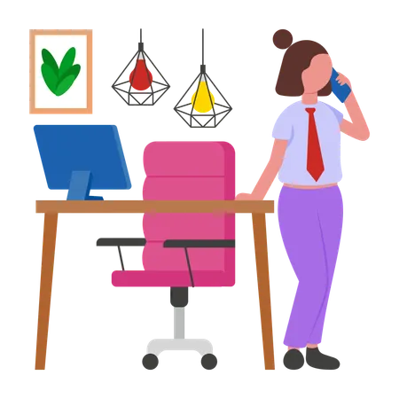 Boss Woman talking on phone  Illustration