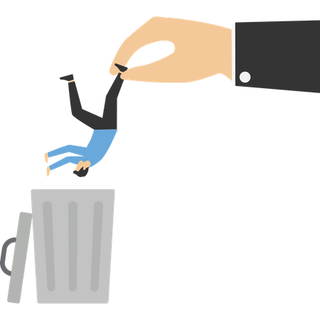 Bossy take businessman in trash  Illustration