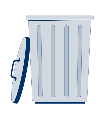 Cubo de basura con tapa abierta  Ilustración