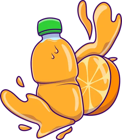 Botella de jugo de naranja  Ilustración