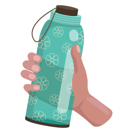Botella de plástico reutilizable para agua.  Ilustración
