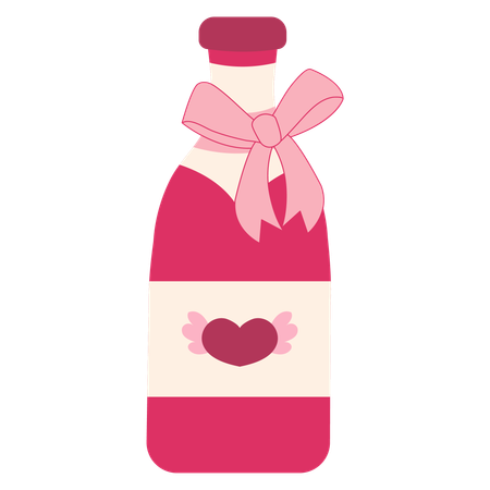 Botella de vino de san valentín  Ilustración