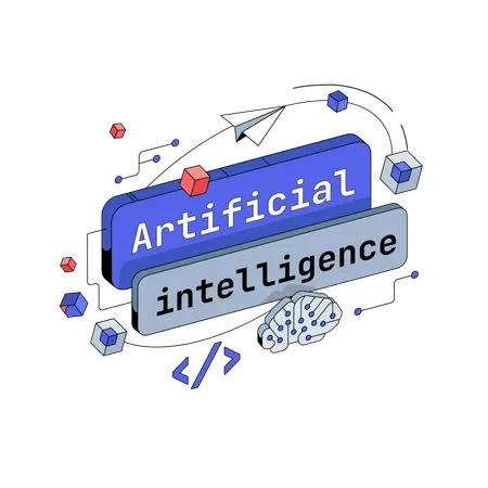 Botón de inteligencia artificial  Ilustración