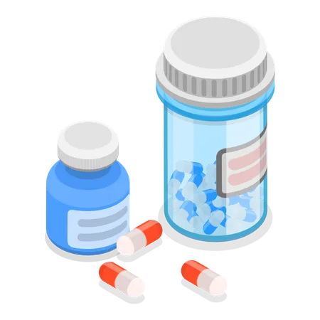 3 D Isometric Flat Vector Set Of Illegal Drugs Cocaine Marijuana Painkillers And Heroin Item 3 イラスト