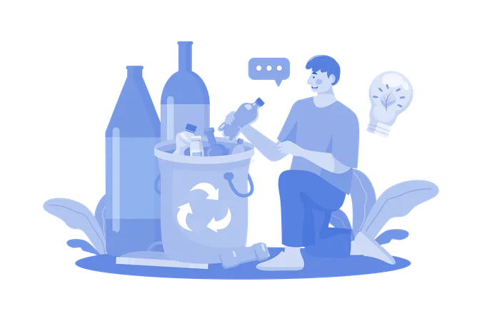 Bottle Waste Recycling Illustration Concept On A White Background Illustration