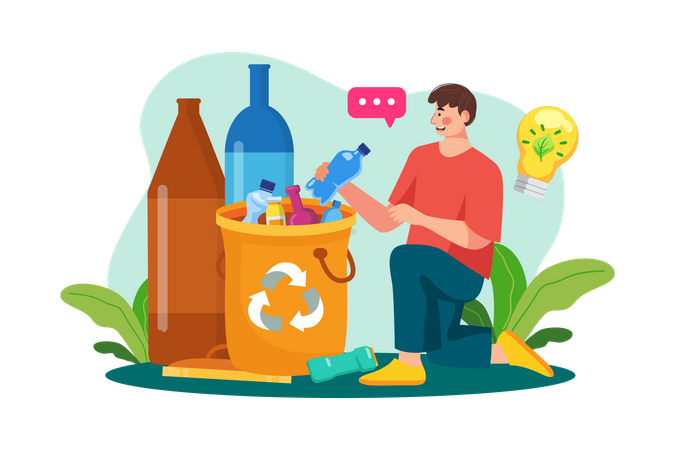 Bottle Waste Recycling Illustration