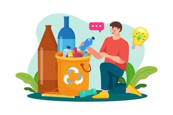 Bottle Waste Recycling Illustration