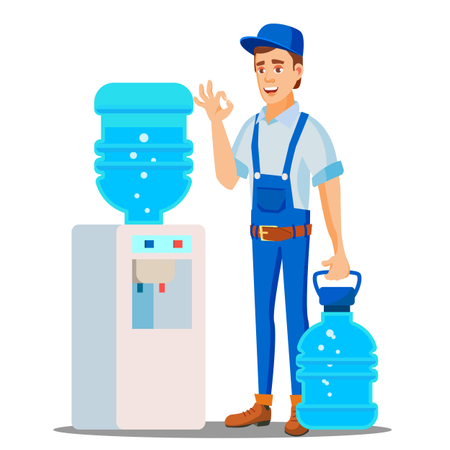 Bottled Water Shipment Worker  Illustration