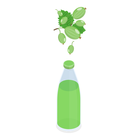 Bottles With Berry Beverage  Illustration