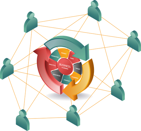 Réseau de boucle de gestion d'entreprise  Illustration