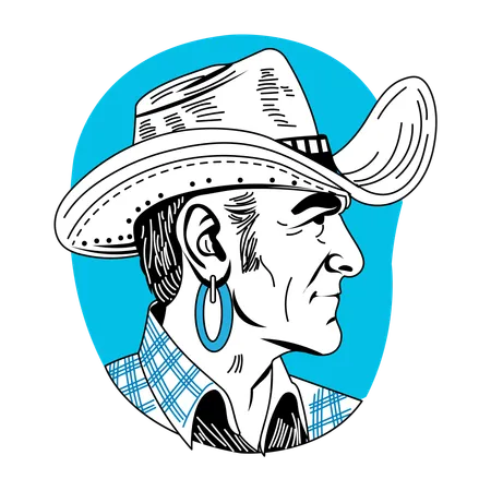 Boucle d'oreille de cow-boy  Illustration