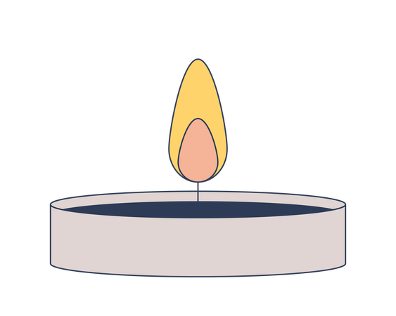 Bougie chauffe-plat avec flamme  Illustration