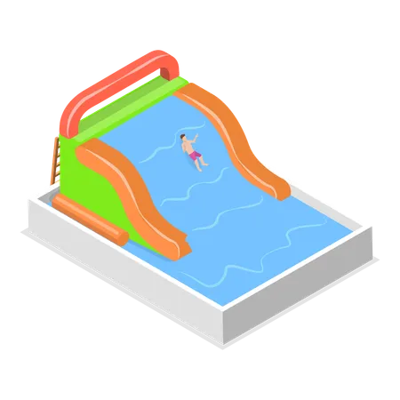 Bouncy inflatable water slide  イラスト