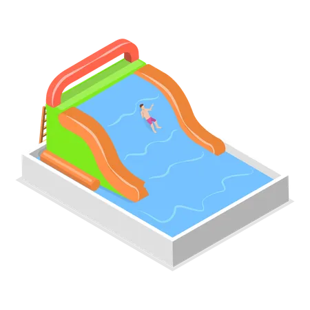 Bouncy inflatable water slide  Illustration