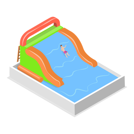Bouncy inflatable water slide  Illustration