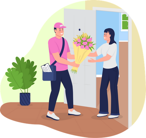 Bouquet delivery to home Illustration