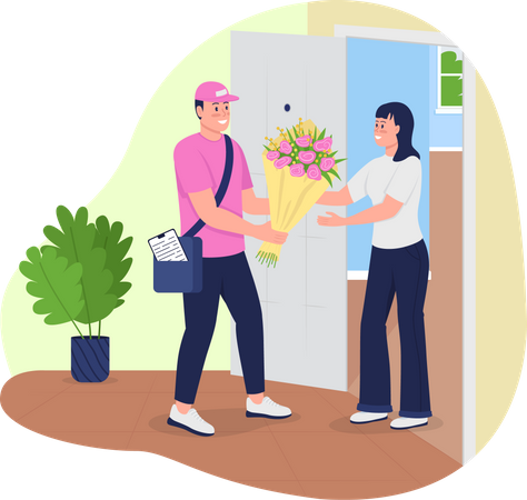 Bouquet delivery to home  Illustration