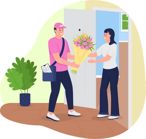 Bouquet delivery to home  Illustration