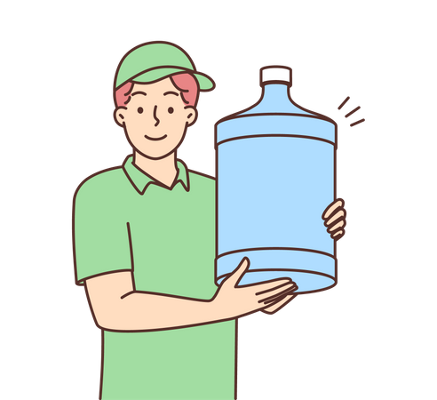Tenant une bouteille d'eau  Illustration