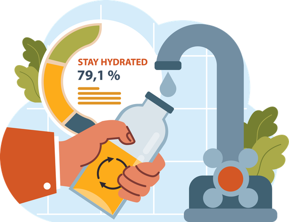 Bouteille d'eau hydratée  Illustration