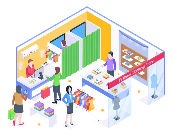 Fashion Boutique In Isometric Vector Illustration イラスト