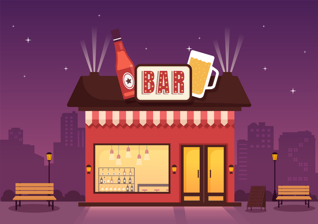 Magasin de bière de nuit  Illustration