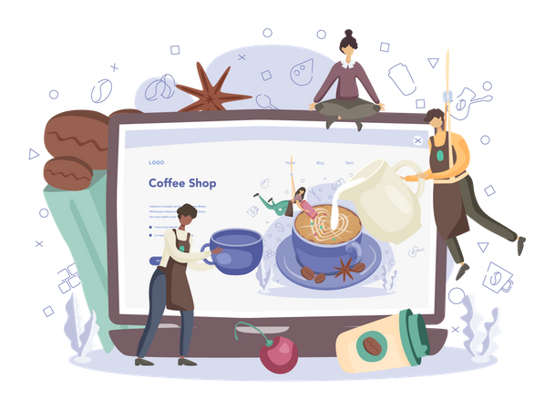 Boutique de café en ligne  Illustration