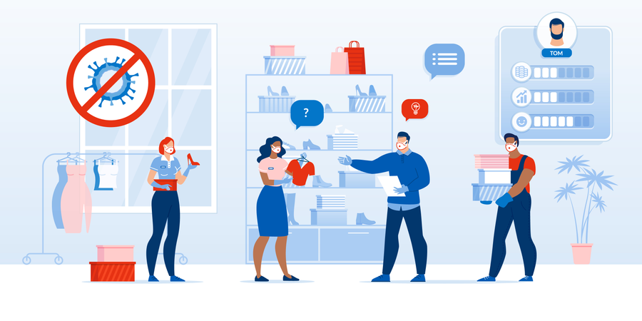 Boutique de moda no trabalho após o coronavírus  Illustration