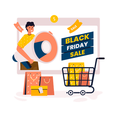 Vente de shopping du vendredi noir de la boutique en ligne  Illustration