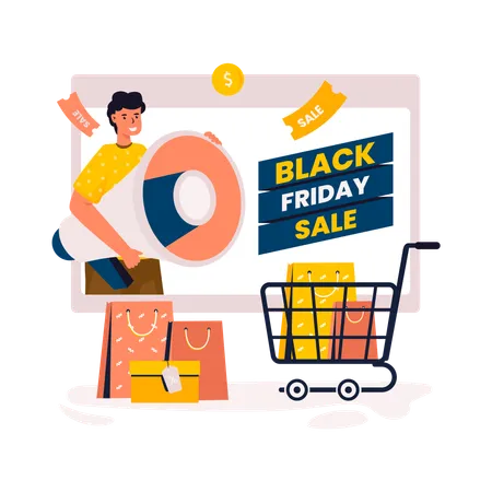 Vente de shopping du vendredi noir de la boutique en ligne  Illustration