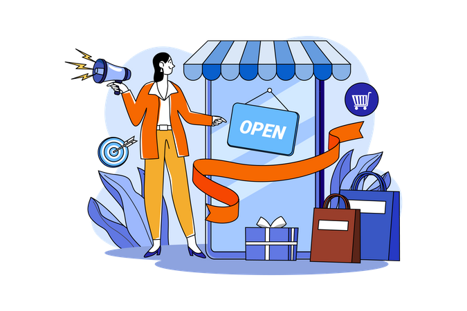 Cérémonie d'ouverture de la boutique en ligne  Illustration