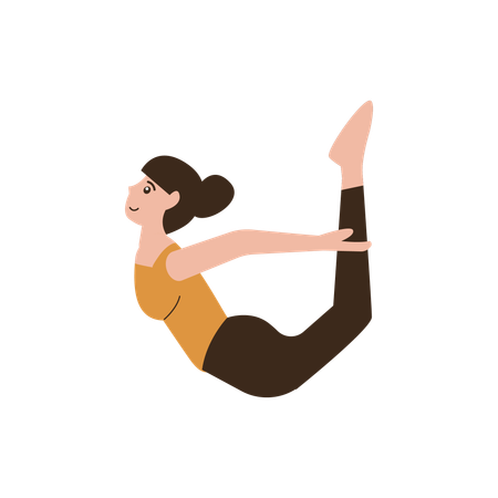 Bow yoga pose character  Illustration