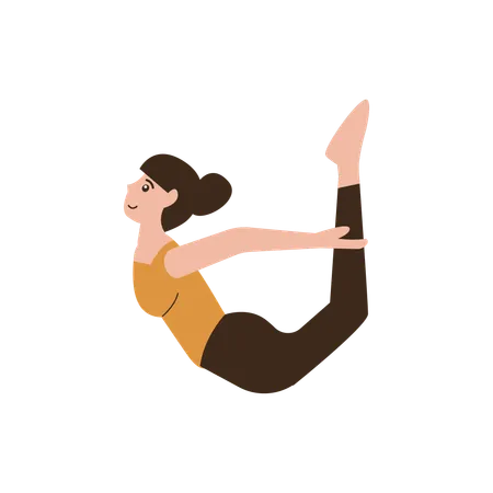 Bow yoga pose character  Illustration