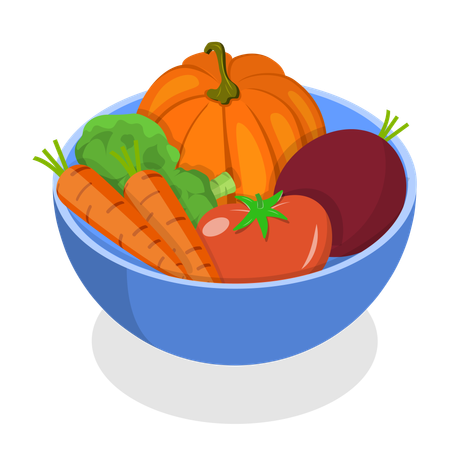 Bowl full of vegetables is kept in kitchen  Illustration