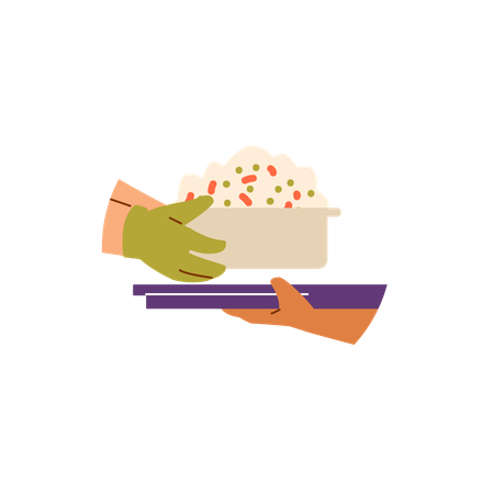 Bowl of food for donation  Illustration