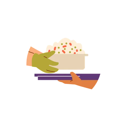 Bowl of food for donation  Illustration