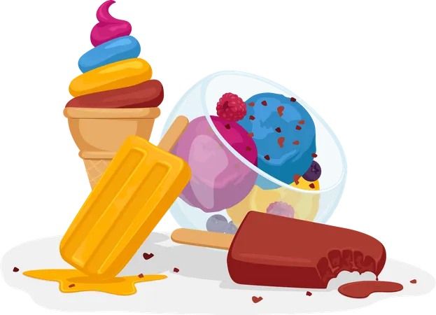 Bowl of ice-cream and desert  Illustration