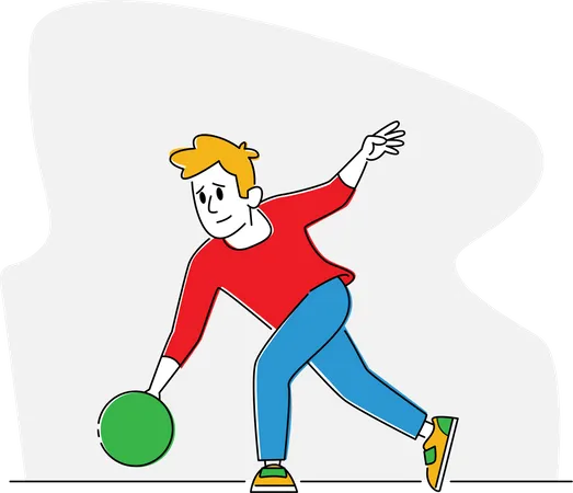 Bowler Male Throw Ball in Bowling Alley  Illustration