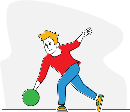 Bowler Male Throw Ball in Bowling Alley  Illustration